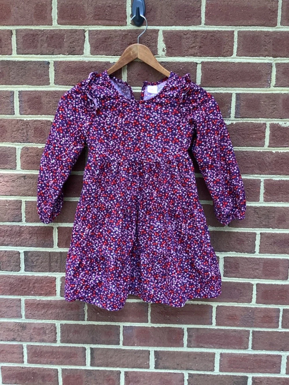 Wonder Nation Corduroy Tiered Long Sleeve Dress Button 6